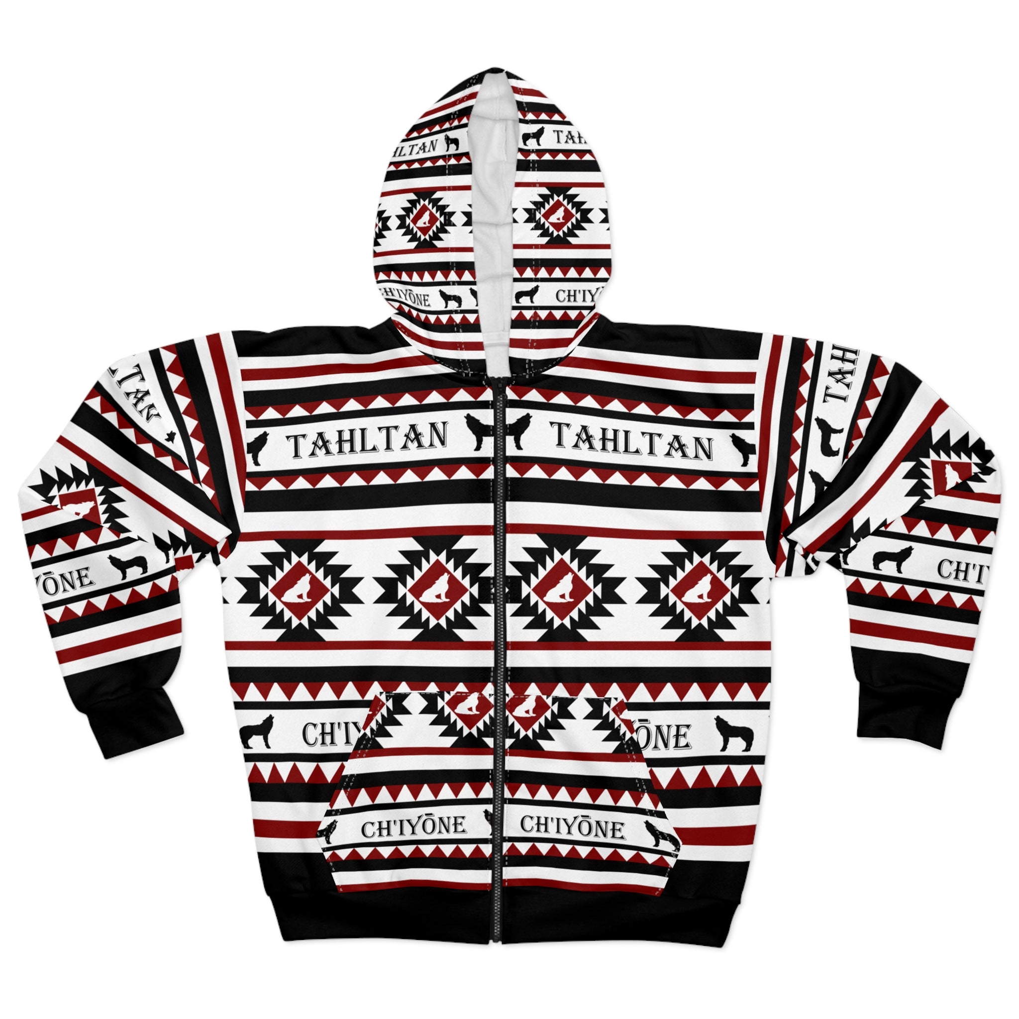 Tribal AOP Zip Hoodie, Cozy Unisex Jacket, Native Print Sweatshirt, Stylish Outdoor Wear, Festival Fashion Hoodie