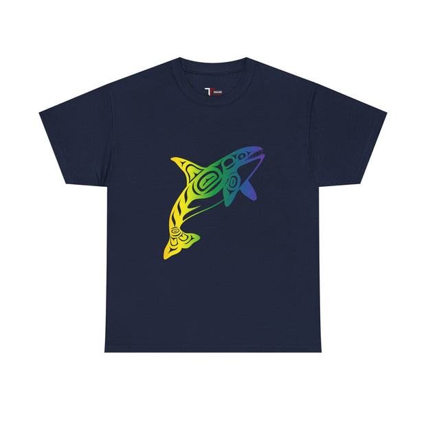 Colorful Shark Graphic Tee, Beachwear, Ocean Lover Gift, Summer Vacation Shirt, Unisex Cotton Tee, Unique Casual Wear