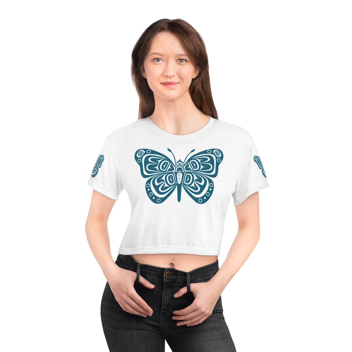 Butterfly Graphic Crop Tee | Boho Style Top, Summer Fashion, Gift for Nature Lovers, Trendy Outfit, Vegan Friendly