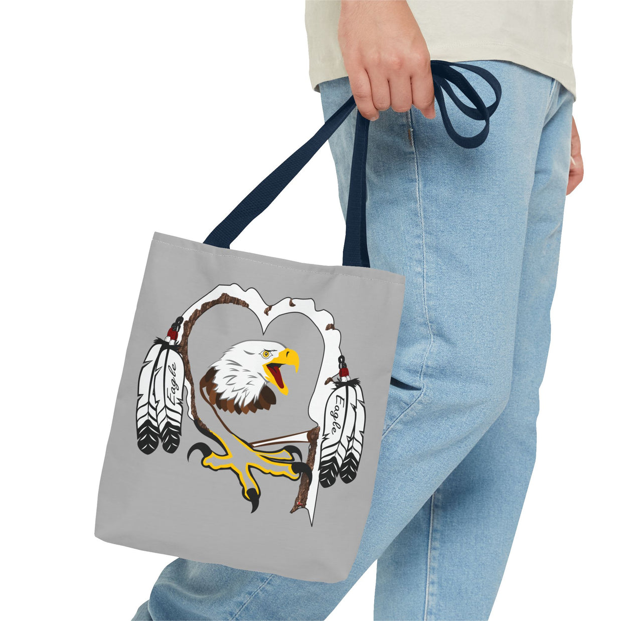 Eagle Feather Artisan Tote Bag, Eco-Friendly Shopping Bag, Unique Gift for Nature Lovers, Handcrafted Reusable Bag, Festivals, Travel