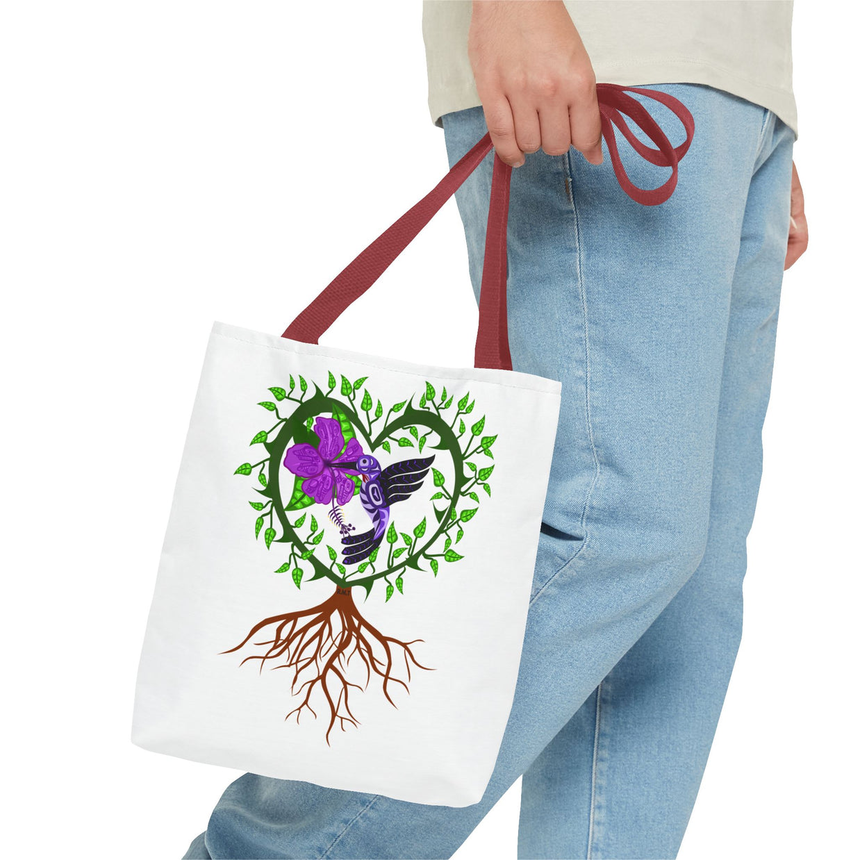 Vibrant Nature Tote Bag, Eco-Friendly Shopping Bag, Floral Hummingbird Tote, Gift for Nature Lovers, Boho Style Bag, Everyday Use