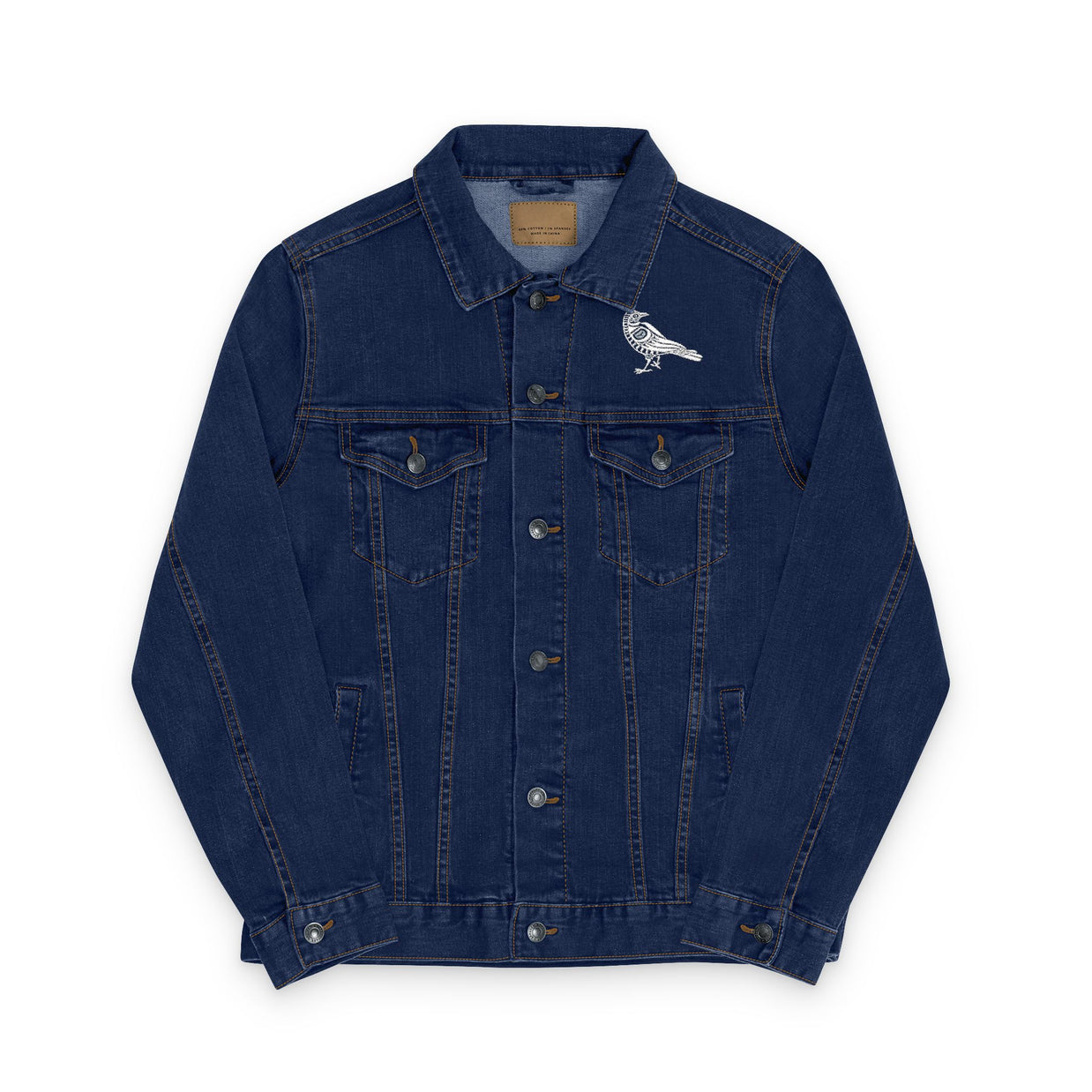 Embroidered Unisex Denim Jacket with Bird Design, Casual Outerwear, Stylish Layering Piece, Perfect for Everyday Wear, Unique Gift Idea