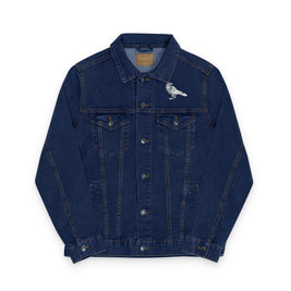 Embroidered Unisex Denim Jacket with Bird Design, Casual Outerwear, Stylish Layering Piece, Perfect for Everyday Wear, Unique Gift Idea