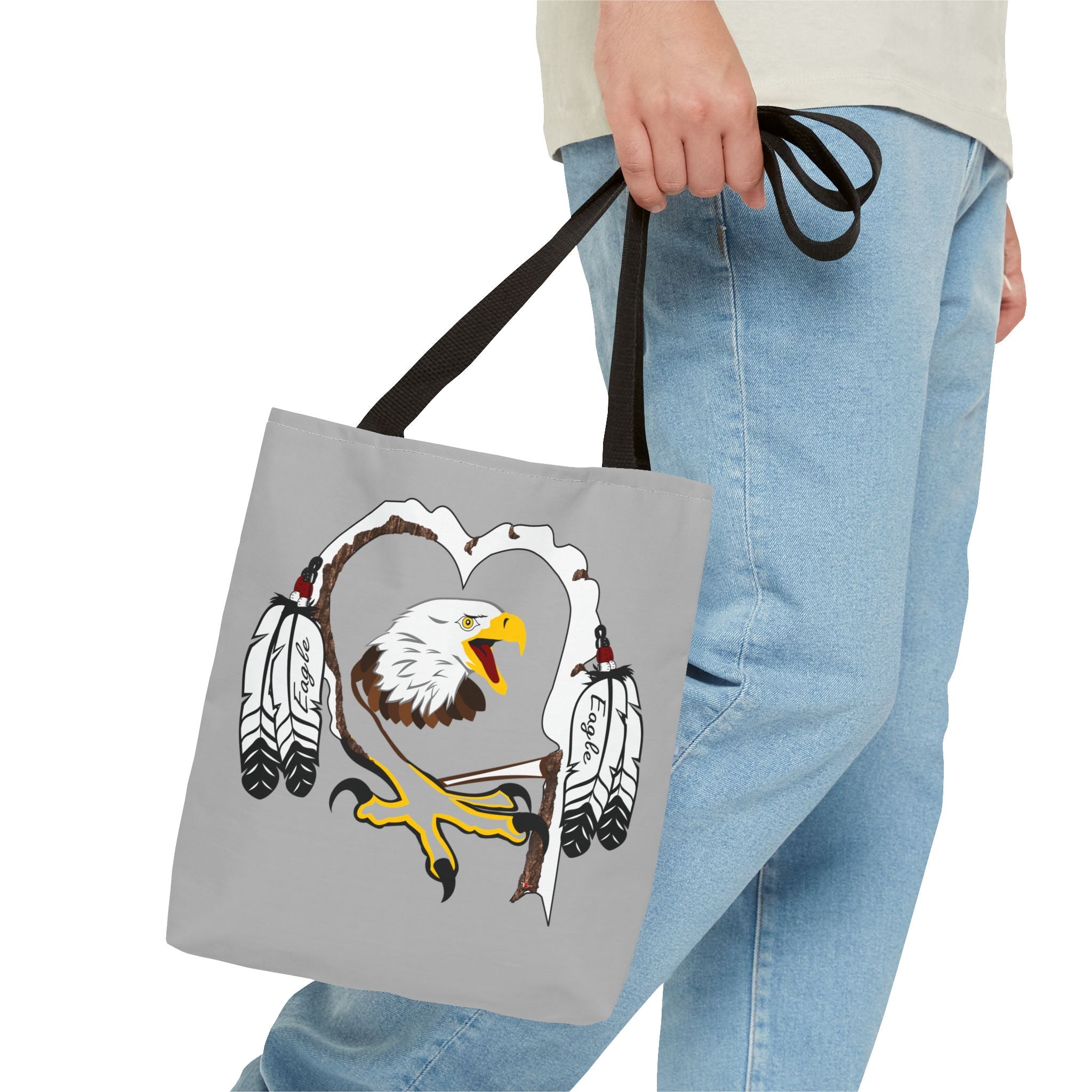 Eagle Feather Artisan Tote Bag, Eco-Friendly Shopping Bag, Unique Gift for Nature Lovers, Handcrafted Reusable Bag, Festivals, Travel