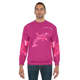 Killer Whale Unisex Sweatshirt, Fun Graphic Sweatshirt, Casual Pink Pullover, Unique Ocean Lover Gift, Cozy Whale Apparel