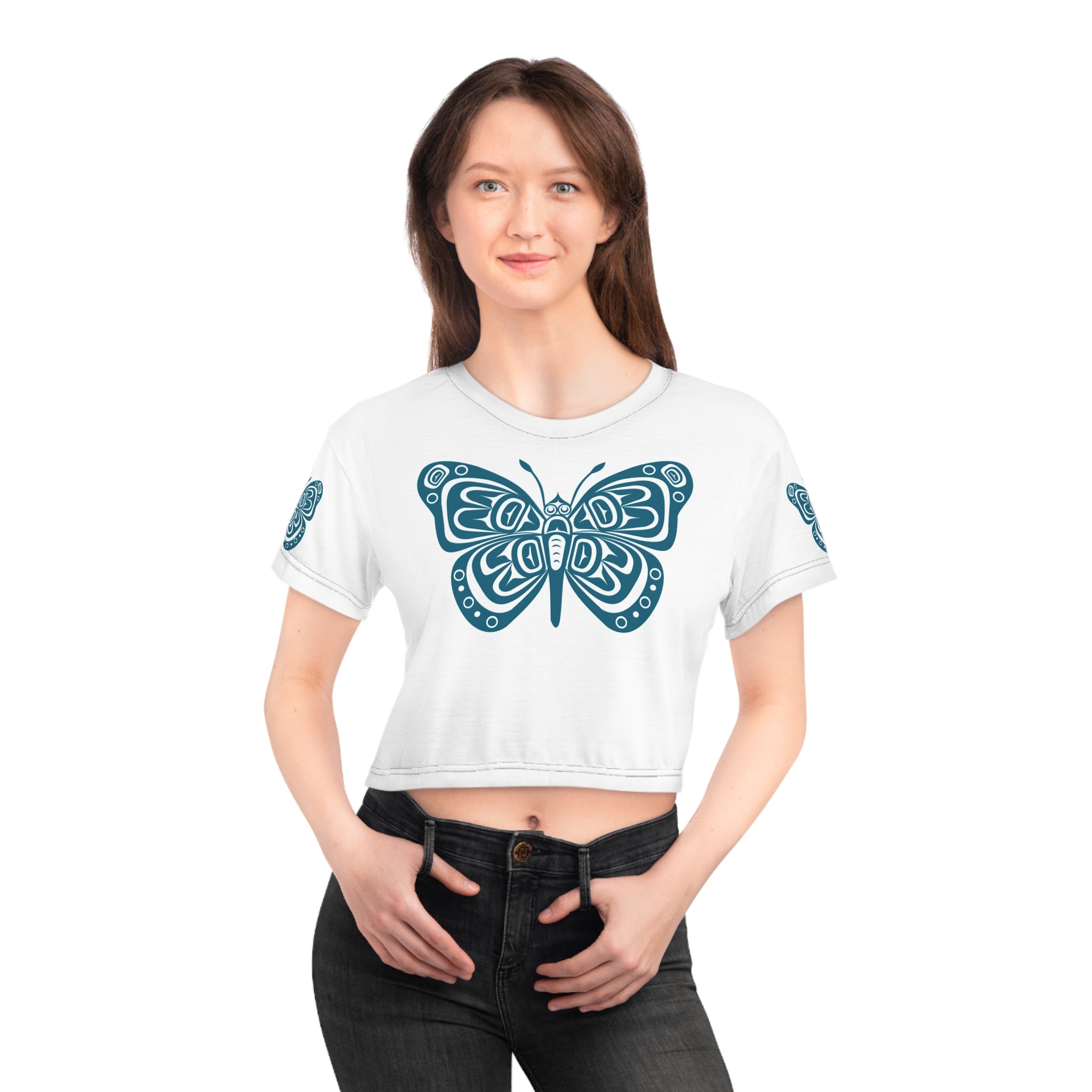 Butterfly Graphic Crop Tee | Boho Style Top, Summer Fashion, Gift for Nature Lovers, Trendy Outfit, Vegan Friendly