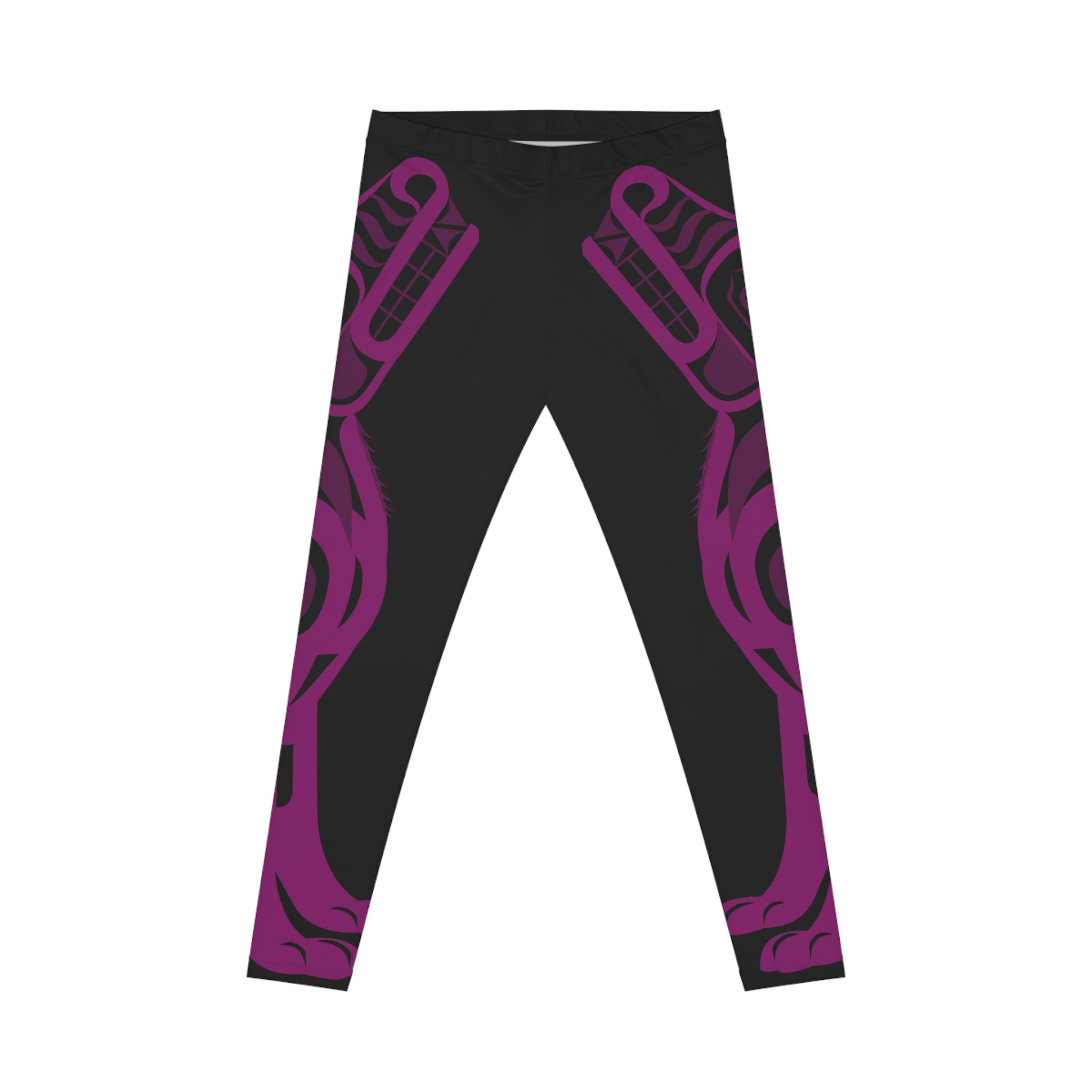 Purple Tribal Pattern Leggings — Women's All-Over Print Casual Leggings