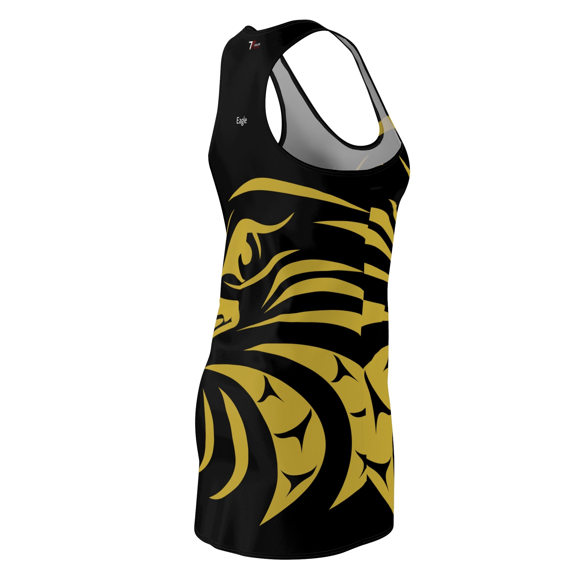 Eagle Tribal Racerback Dress — Bold Gold & Black AOP