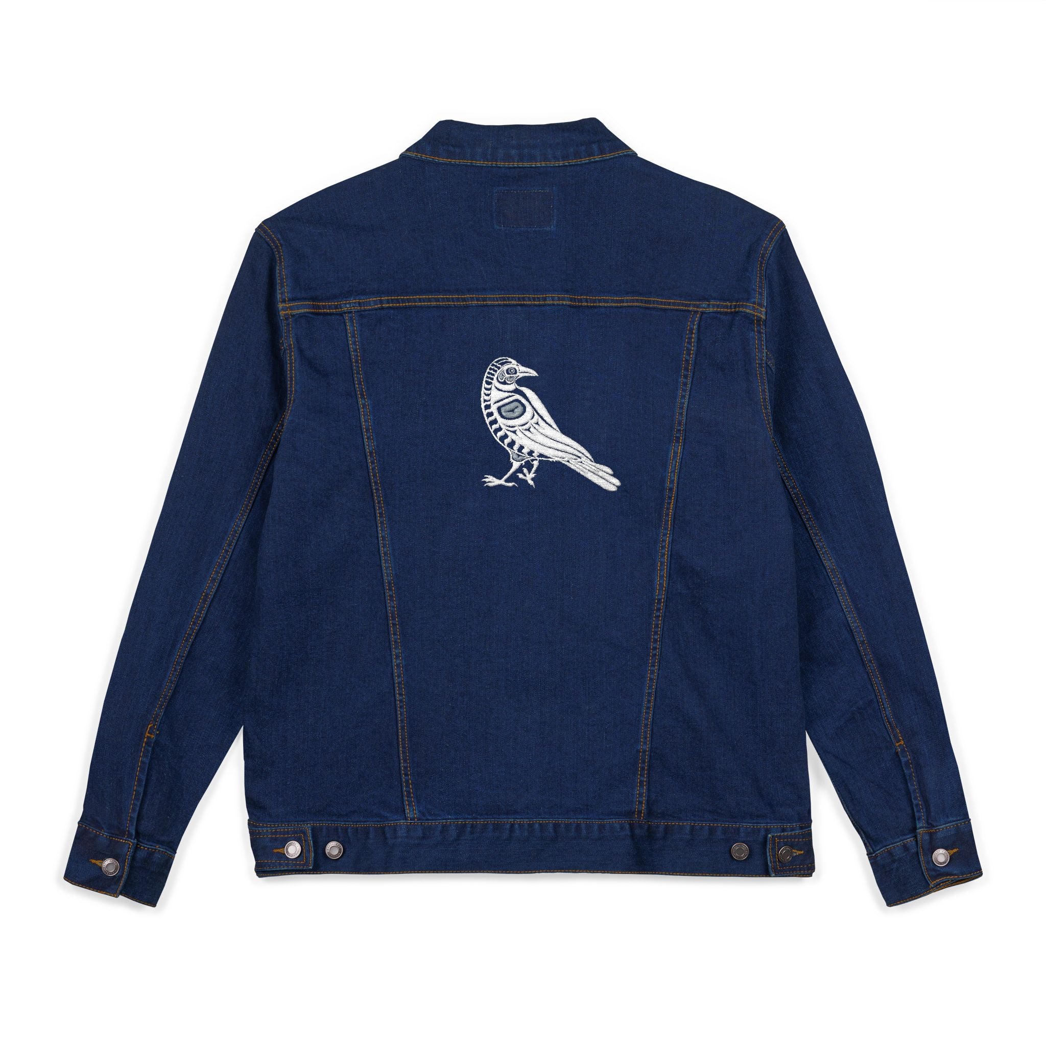 Embroidered Unisex Denim Jacket with Bird Design, Casual Outerwear, Stylish Layering Piece, Perfect for Everyday Wear, Unique Gift Idea