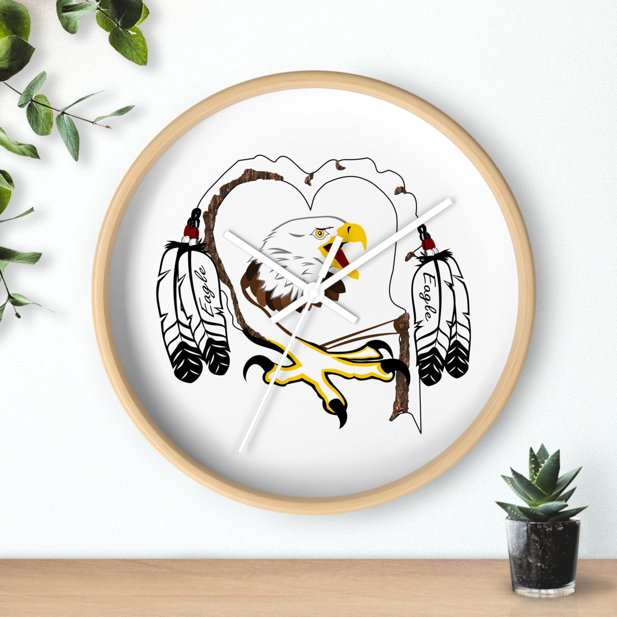 Eagle Feather Wall Clock, Boho Decor, Native American Style, Unique Gift for Nature Lovers, Home or Office Wall Art