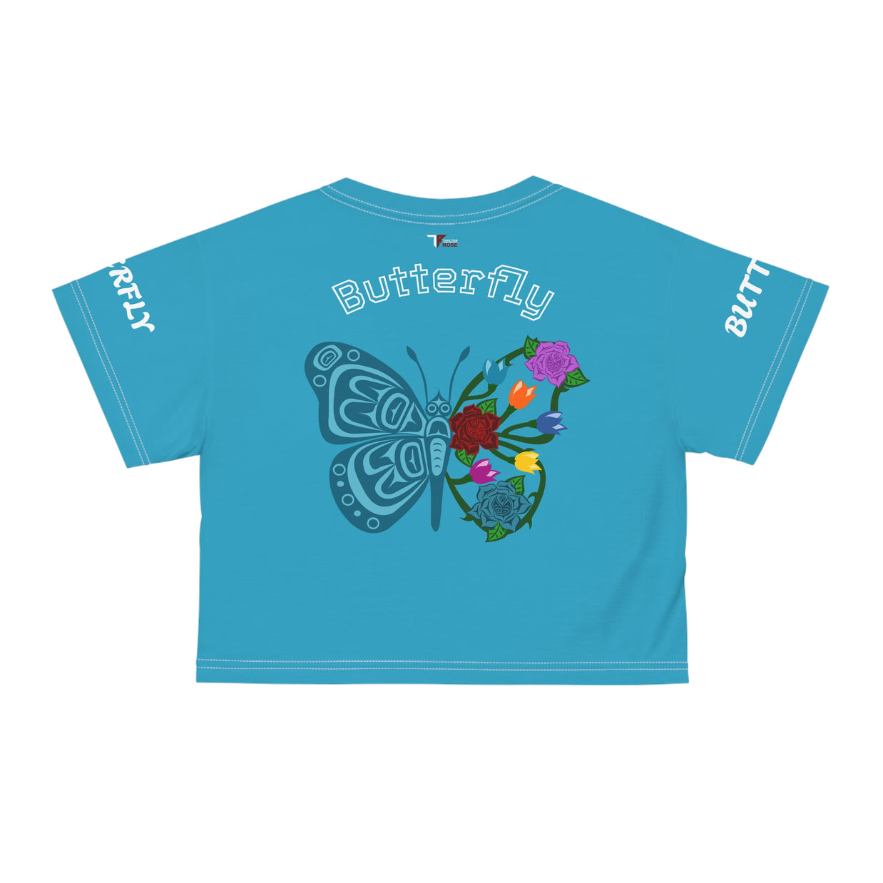 Butterfly Blossom Crop Tee - Floral Summer Fashion, Cute Butterfly Top, Trendy Crop Shirt, Gift for Her, Festival Outfit