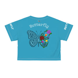 Butterfly Blossom Crop Tee - Floral Summer Fashion, Cute Butterfly Top, Trendy Crop Shirt, Gift for Her, Festival Outfit