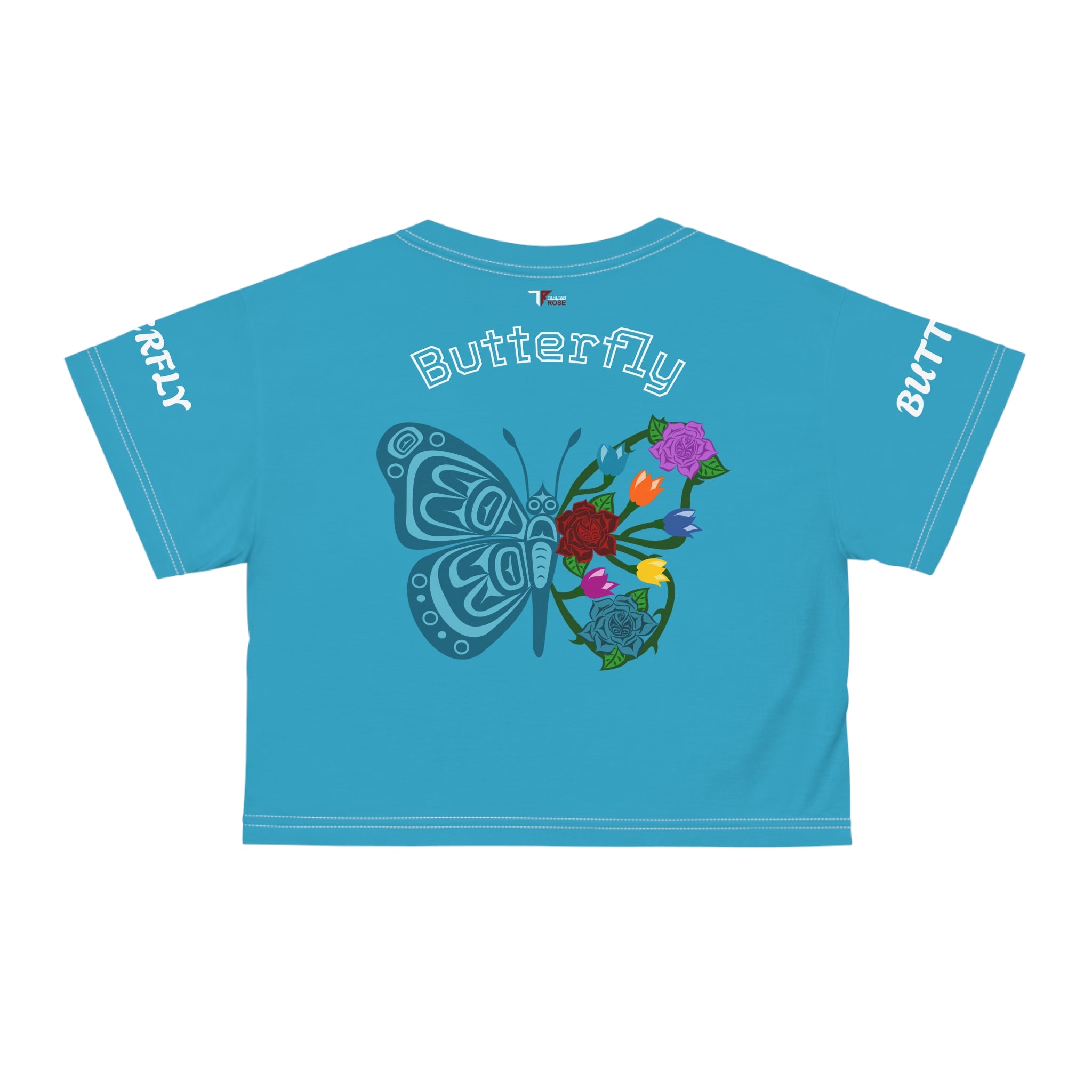 Butterfly Blossom Crop Tee - Floral Summer Fashion, Cute Butterfly Top, Trendy Crop Shirt, Gift for Her, Festival Outfit