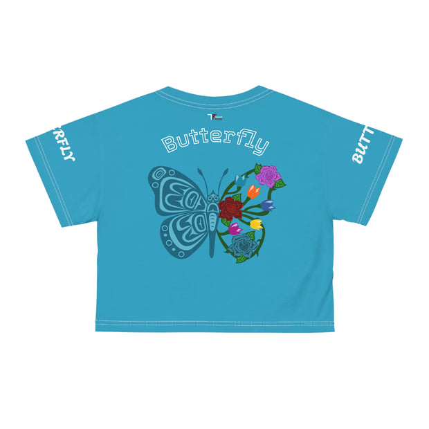 Butterfly Blossom Crop Tee - Floral Summer Fashion, Cute Butterfly Top, Trendy Crop Shirt, Gift for Her, Festival Outfit