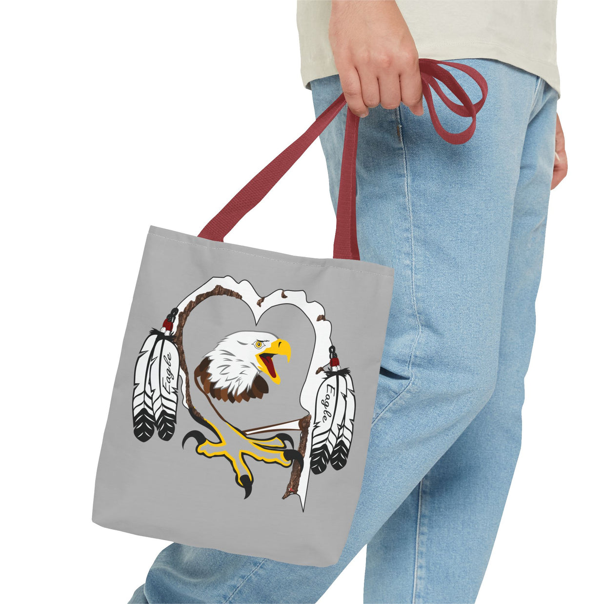Eagle Feather Artisan Tote Bag, Eco-Friendly Shopping Bag, Unique Gift for Nature Lovers, Handcrafted Reusable Bag, Festivals, Travel