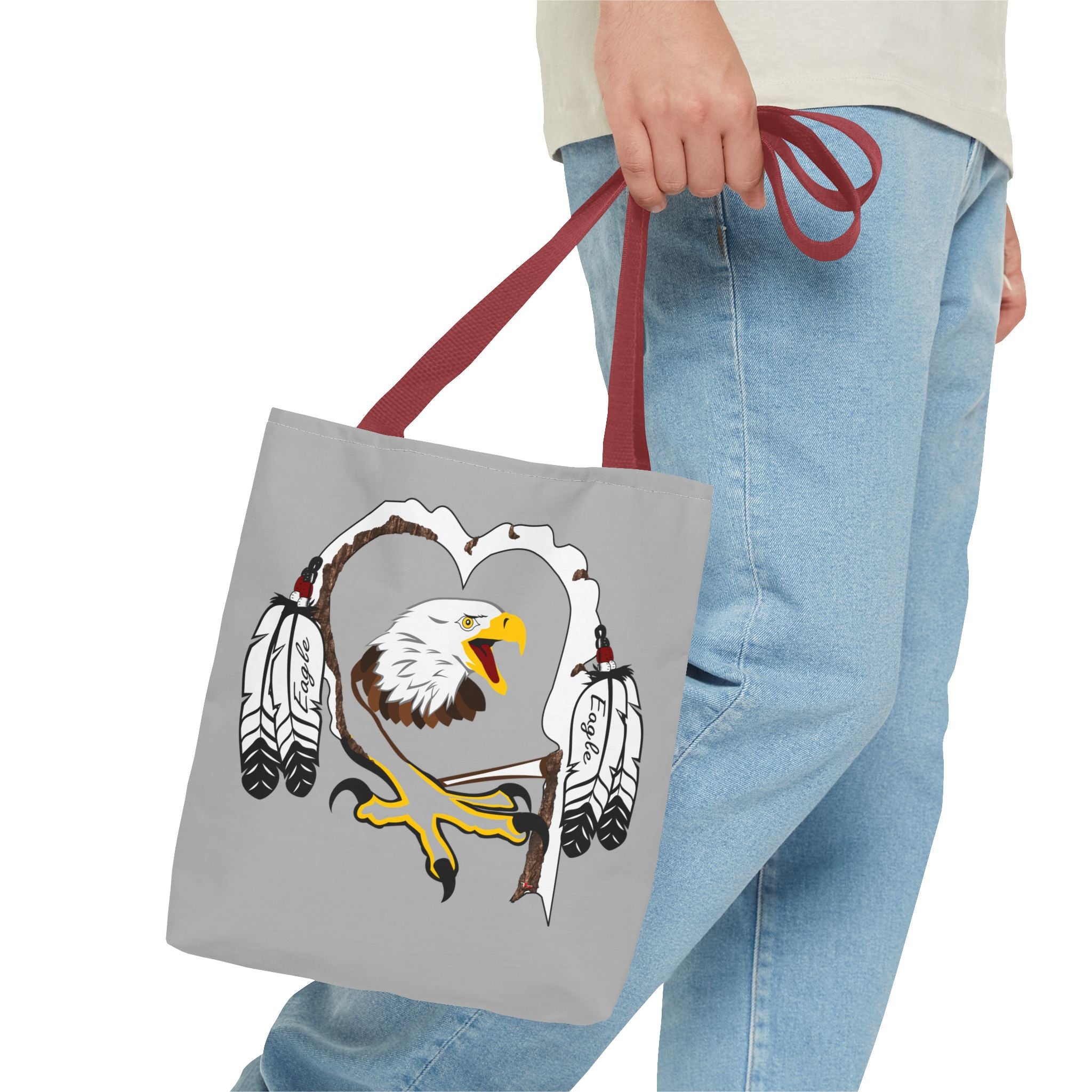 Eagle Feather Artisan Tote Bag, Eco-Friendly Shopping Bag, Unique Gift for Nature Lovers, Handcrafted Reusable Bag, Festivals, Travel