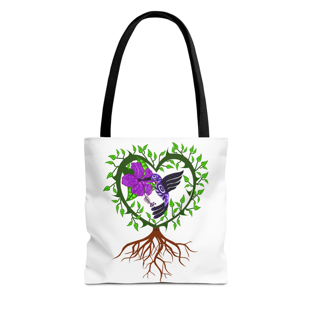 Vibrant Nature Tote Bag, Eco-Friendly Shopping Bag, Floral Hummingbird Tote, Gift for Nature Lovers, Boho Style Bag, Everyday Use