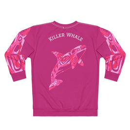 Killer Whale Unisex Sweatshirt, Fun Graphic Sweatshirt, Casual Pink Pullover, Unique Ocean Lover Gift, Cozy Whale Apparel