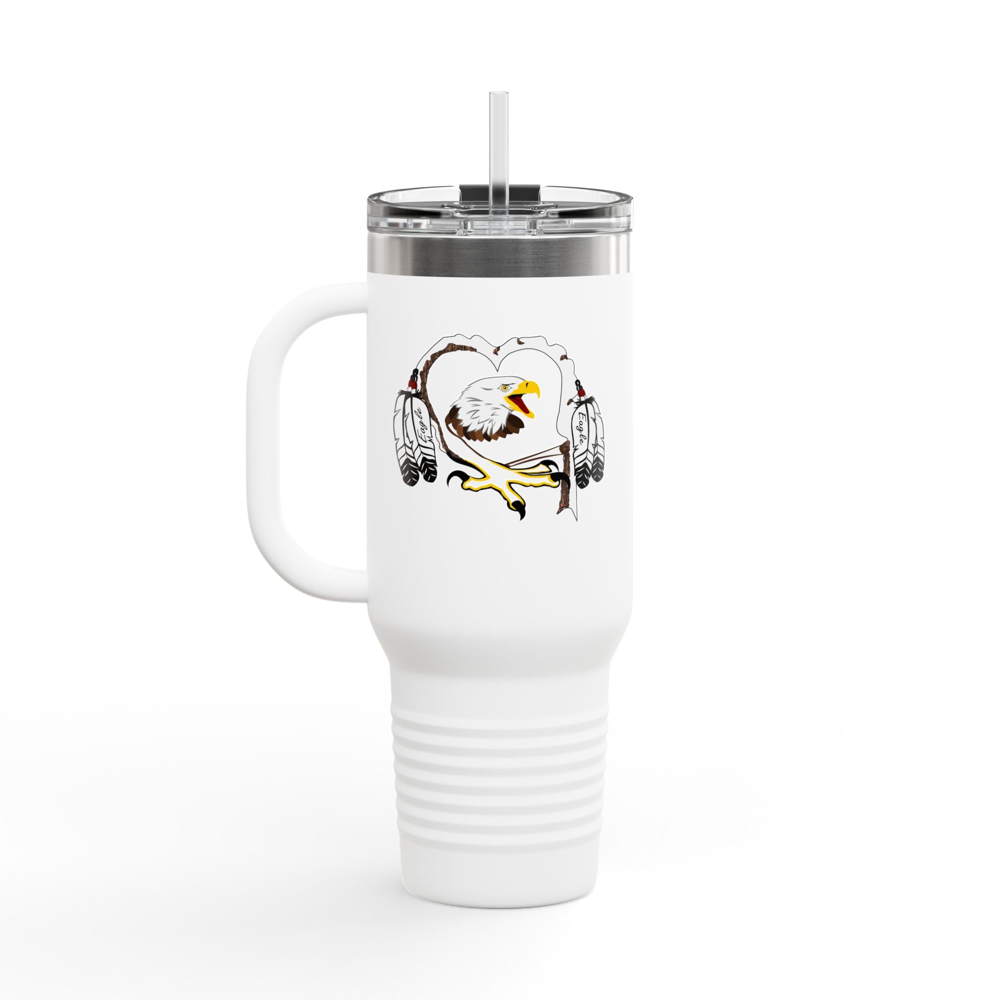 Insulated Travel Mug with Eagle Design, Perfect for Outdoors, Camping, Gifts, 40oz Coffee Cup, Functionality, Adventure