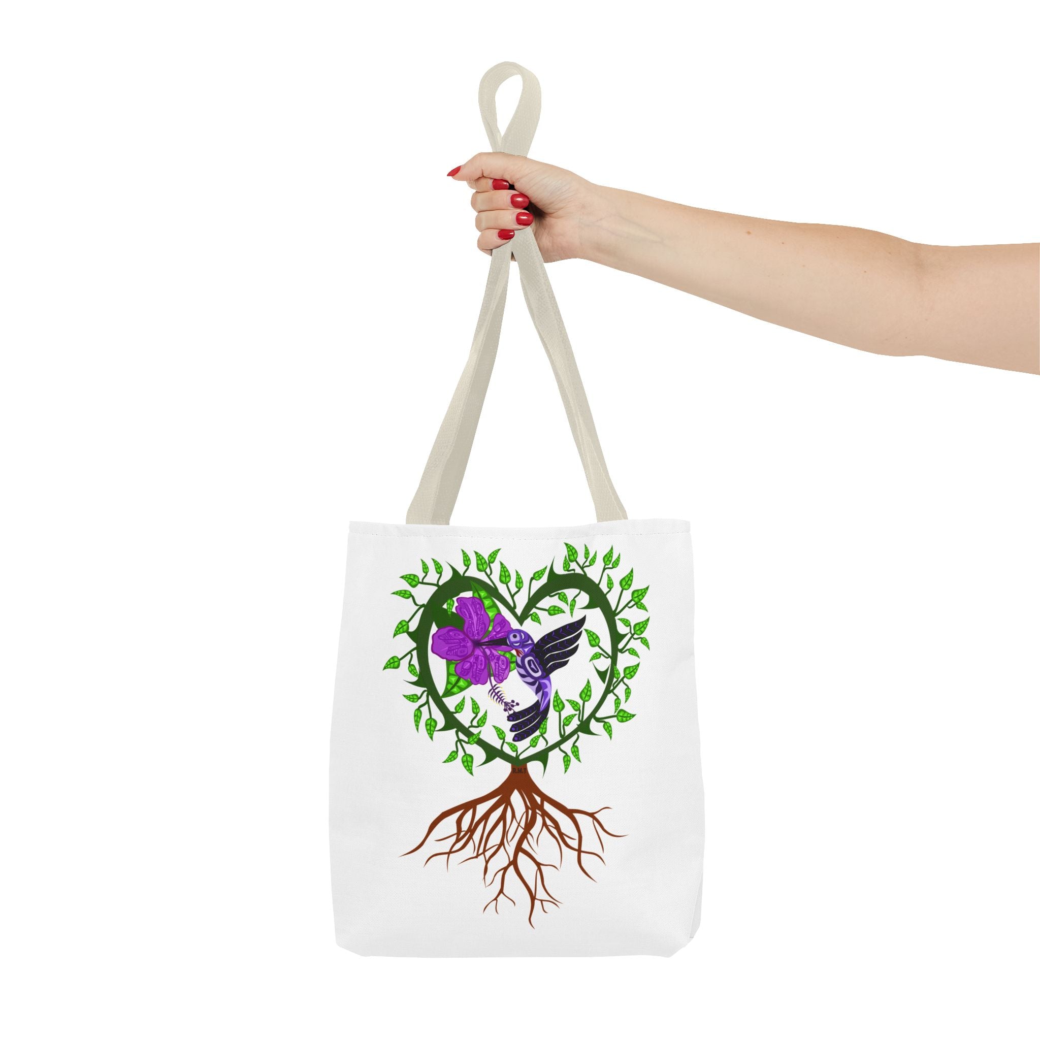Vibrant Nature Tote Bag, Eco-Friendly Shopping Bag, Floral Hummingbird Tote, Gift for Nature Lovers, Boho Style Bag, Everyday Use