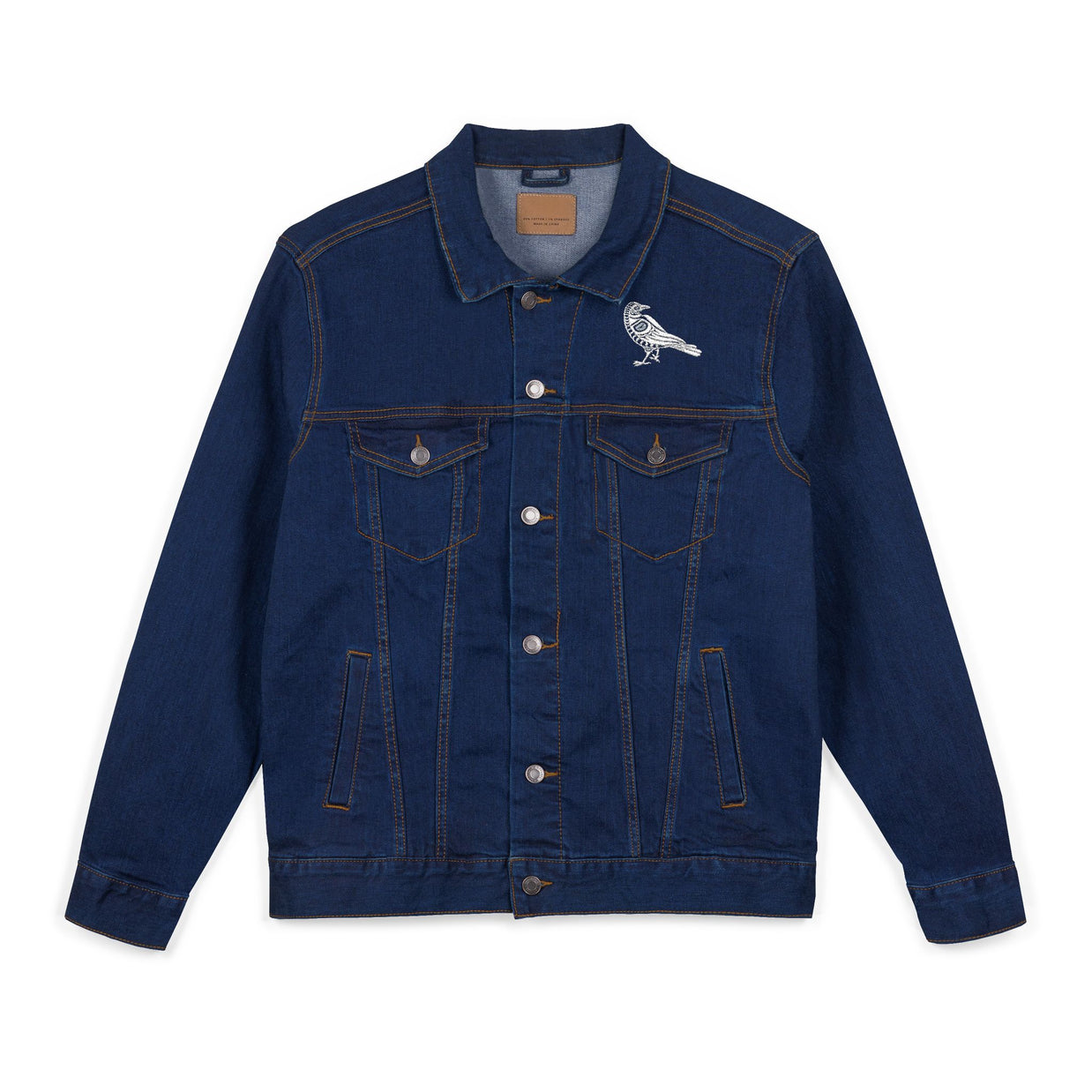 Embroidered Unisex Denim Jacket with Bird Design, Casual Outerwear, Stylish Layering Piece, Perfect for Everyday Wear, Unique Gift Idea