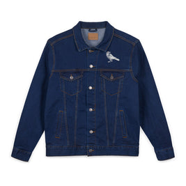 Embroidered Unisex Denim Jacket with Bird Design, Casual Outerwear, Stylish Layering Piece, Perfect for Everyday Wear, Unique Gift Idea