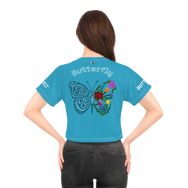Butterfly Blossom Crop Tee - Floral Summer Fashion, Cute Butterfly Top, Trendy Crop Shirt, Gift for Her, Festival Outfit
