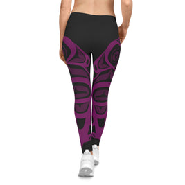 Purple Tribal Pattern Leggings — Women's All-Over Print Casual Leggings