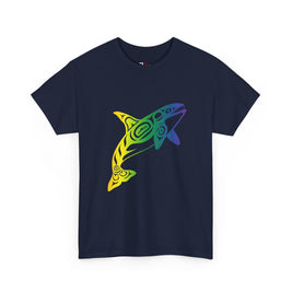 Colorful Shark Graphic Tee, Beachwear, Ocean Lover Gift, Summer Vacation Shirt, Unisex Cotton Tee, Unique Casual Wear