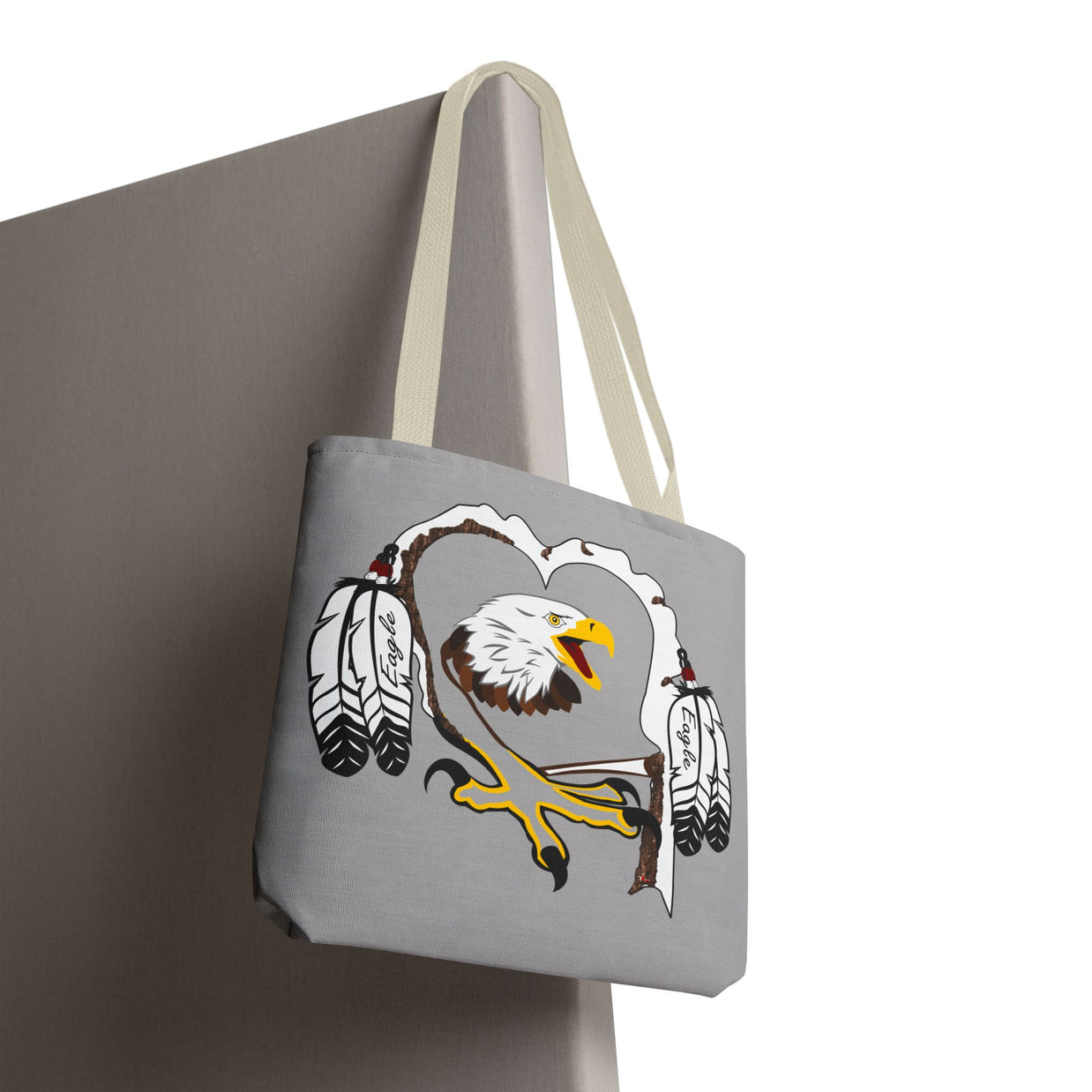 Eagle Feather Artisan Tote Bag, Eco-Friendly Shopping Bag, Unique Gift for Nature Lovers, Handcrafted Reusable Bag, Festivals, Travel