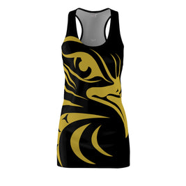 Eagle Tribal Racerback Dress — Bold Gold & Black AOP