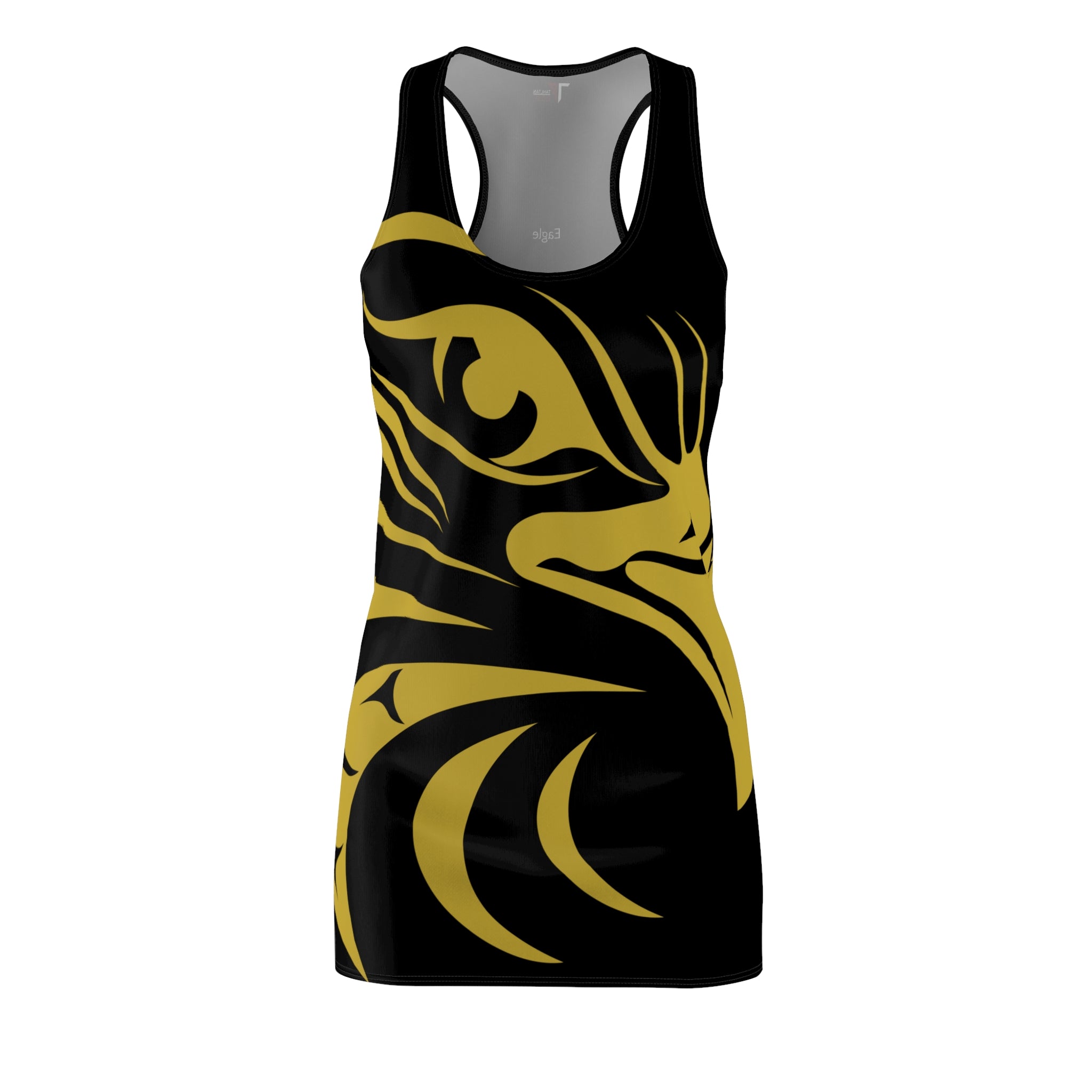 Eagle Tribal Racerback Dress — Bold Gold & Black AOP