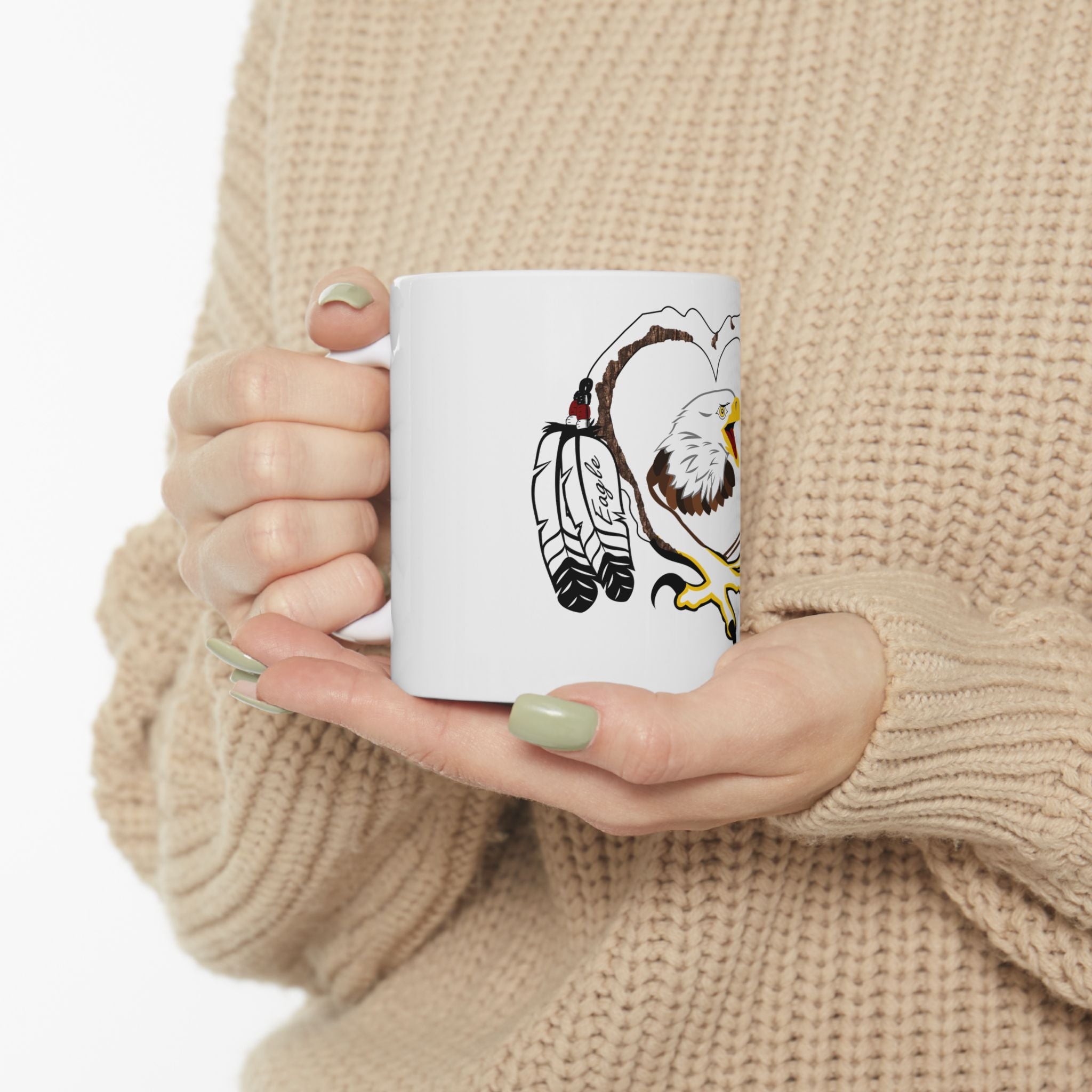 Eagle Heart Ceramic Mug | Nature Lover Gift, Wildlife Decor, Tribal Spirit Mug, Personalized Coffee Cup, Unique Sculpture Design