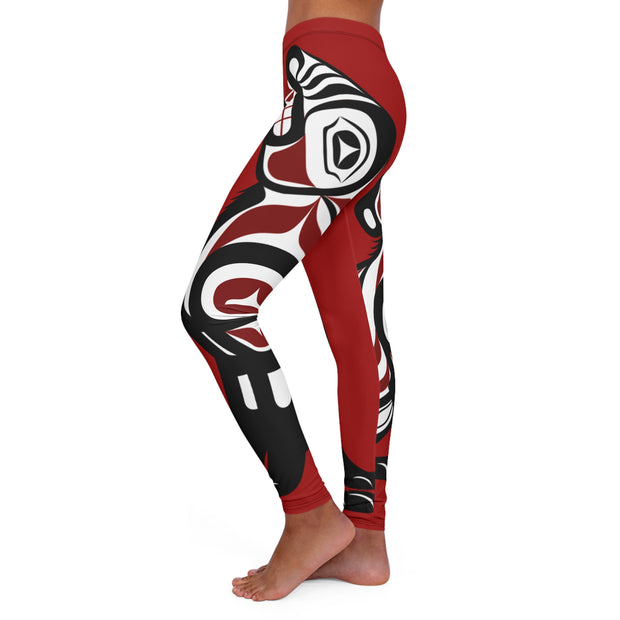 Tribal Red & Black Totem Leggings — Women's All-Over Print Yoga Leggings