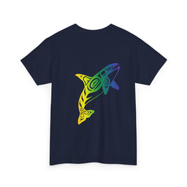 Colorful Shark Graphic Tee, Beachwear, Ocean Lover Gift, Summer Vacation Shirt, Unisex Cotton Tee, Unique Casual Wear