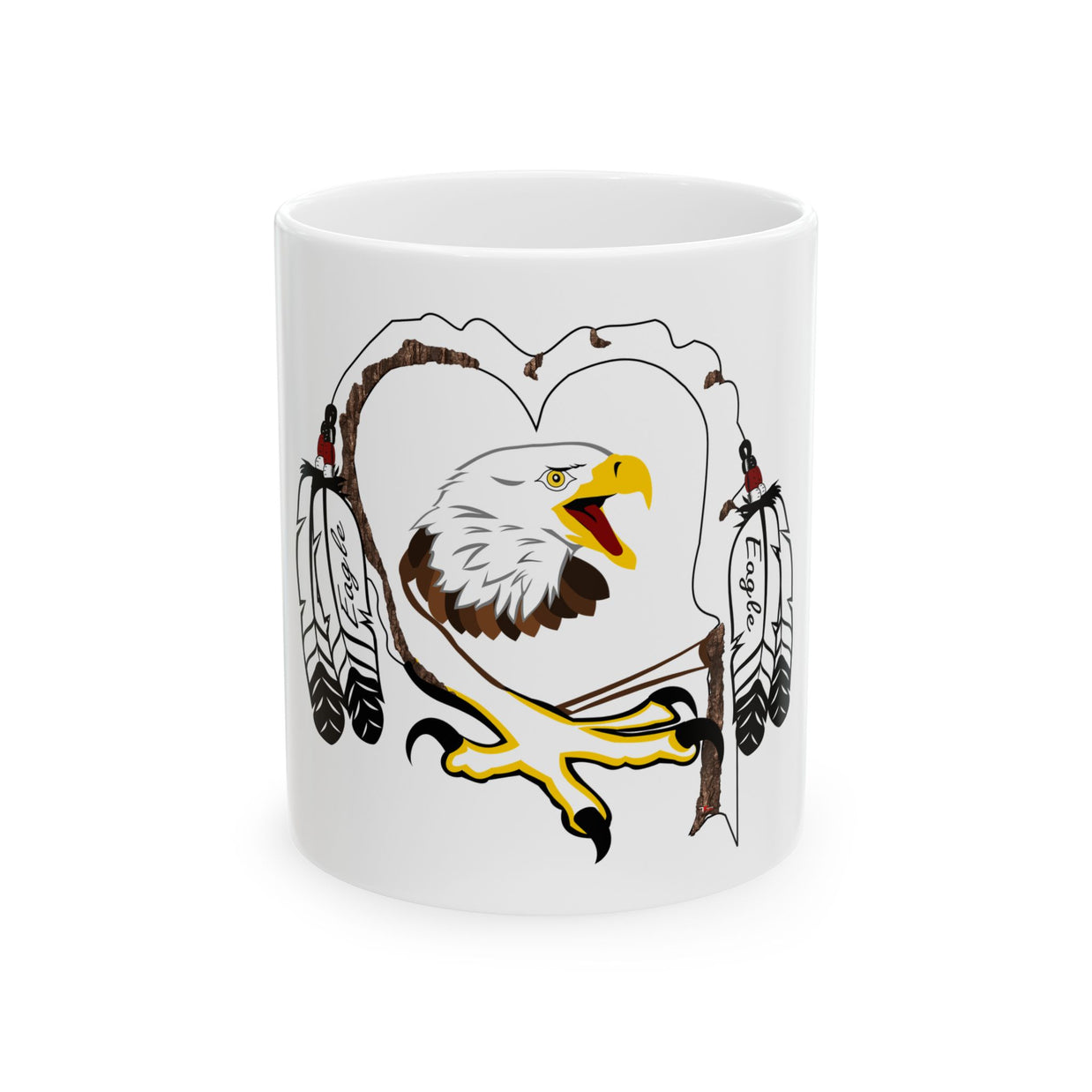 Eagle Heart Ceramic Mug | Nature Lover Gift, Wildlife Decor, Tribal Spirit Mug, Personalized Coffee Cup, Unique Sculpture Design