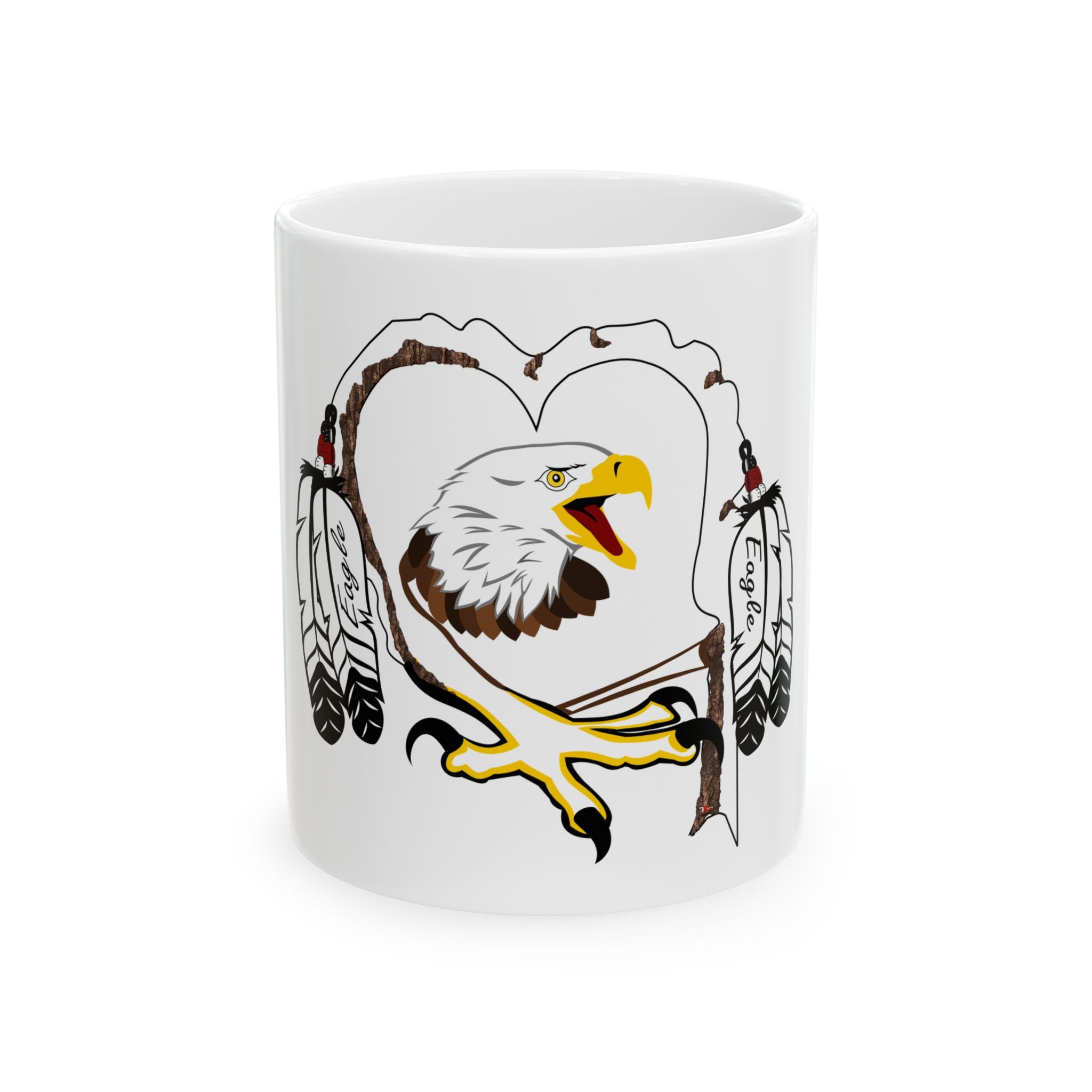 Eagle Heart Ceramic Mug | Nature Lover Gift, Wildlife Decor, Tribal Spirit Mug, Personalized Coffee Cup, Unique Sculpture Design