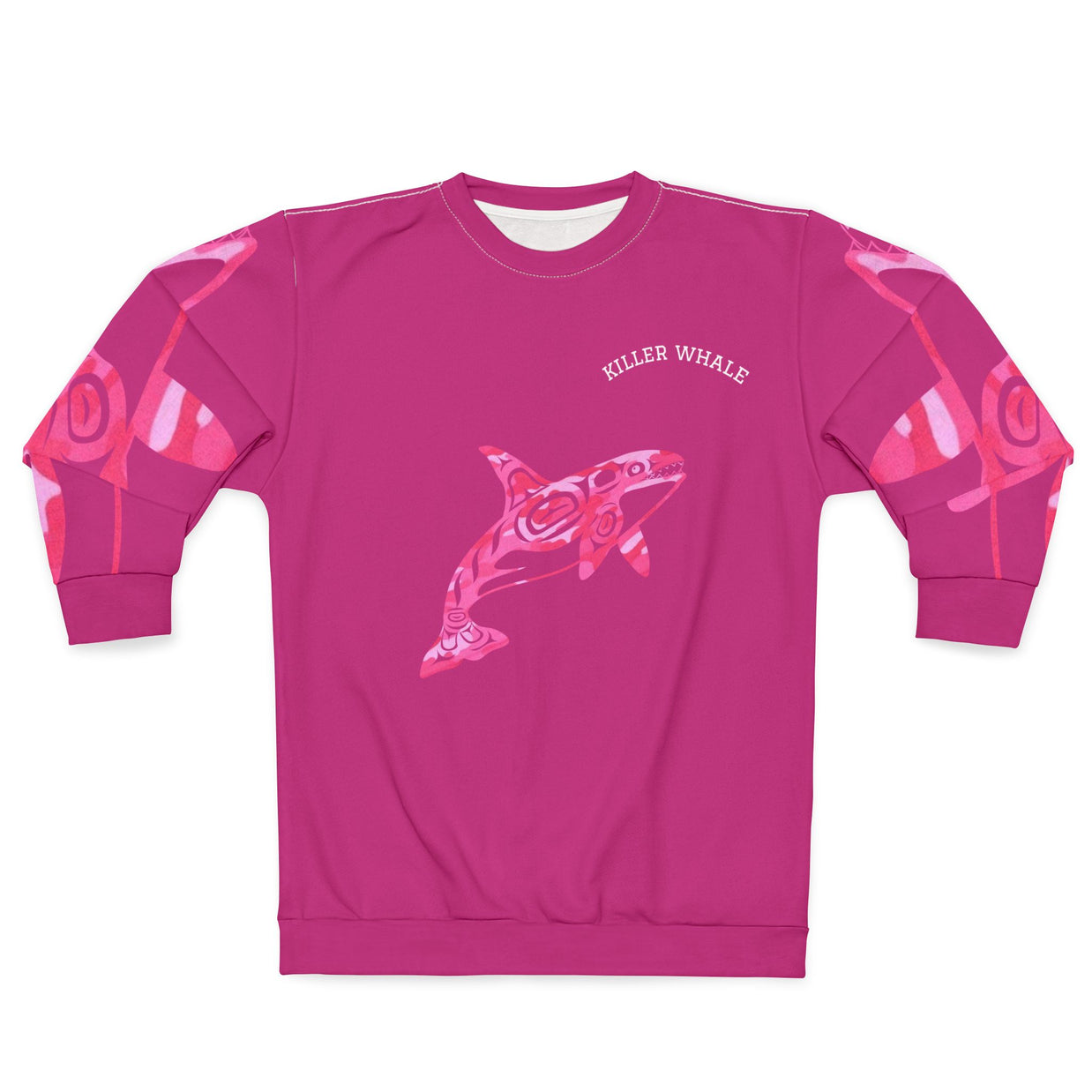 Killer Whale Unisex Sweatshirt, Fun Graphic Sweatshirt, Casual Pink Pullover, Unique Ocean Lover Gift, Cozy Whale Apparel