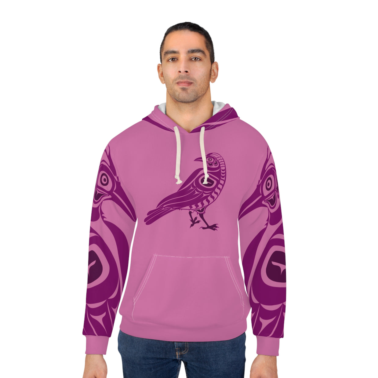 Vibrant Crow Print Hoodie - Cozy Pullover for Nature Lovers, Unique Gift for Her, Trendy Activewear, Statement Piece for Fall