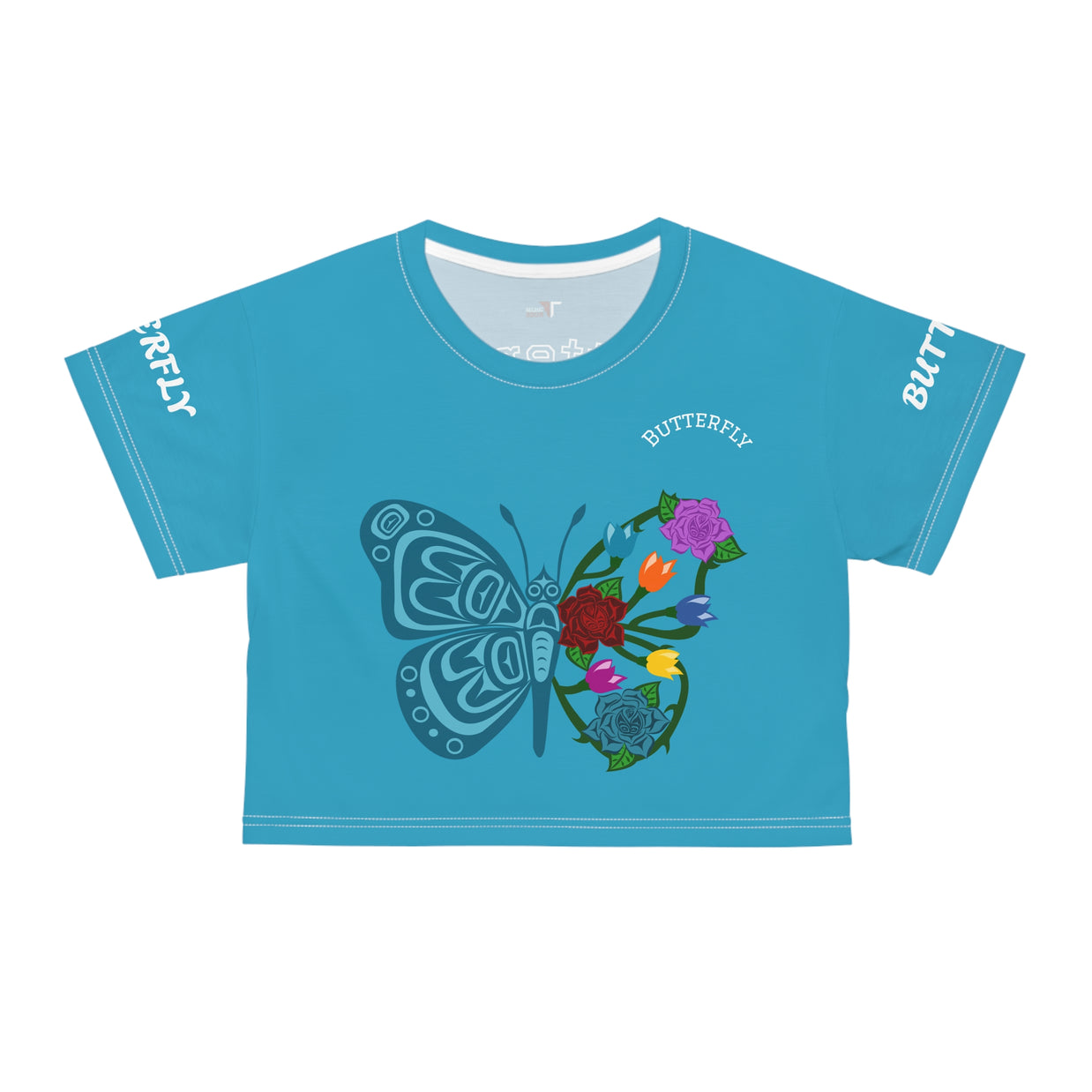 Butterfly Blossom Crop Tee - Floral Summer Fashion, Cute Butterfly Top, Trendy Crop Shirt, Gift for Her, Festival Outfit