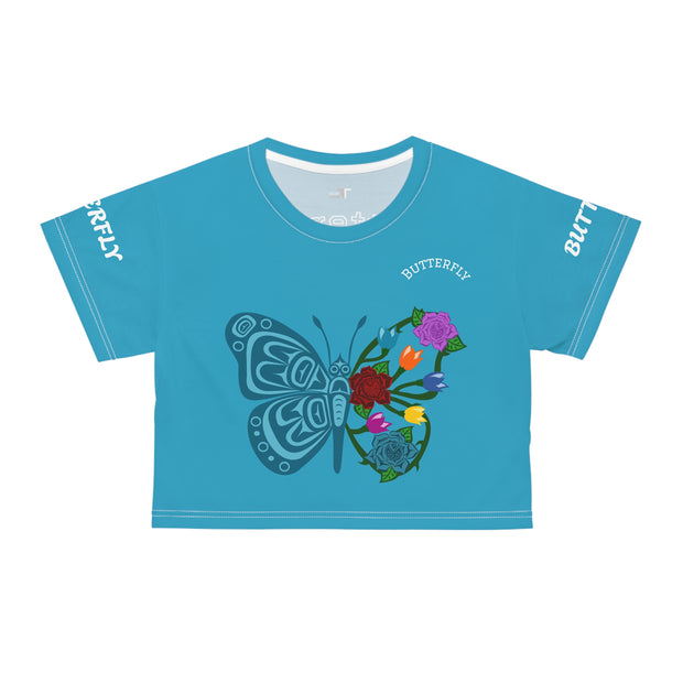 Butterfly Blossom Crop Tee - Floral Summer Fashion, Cute Butterfly Top, Trendy Crop Shirt, Gift for Her, Festival Outfit