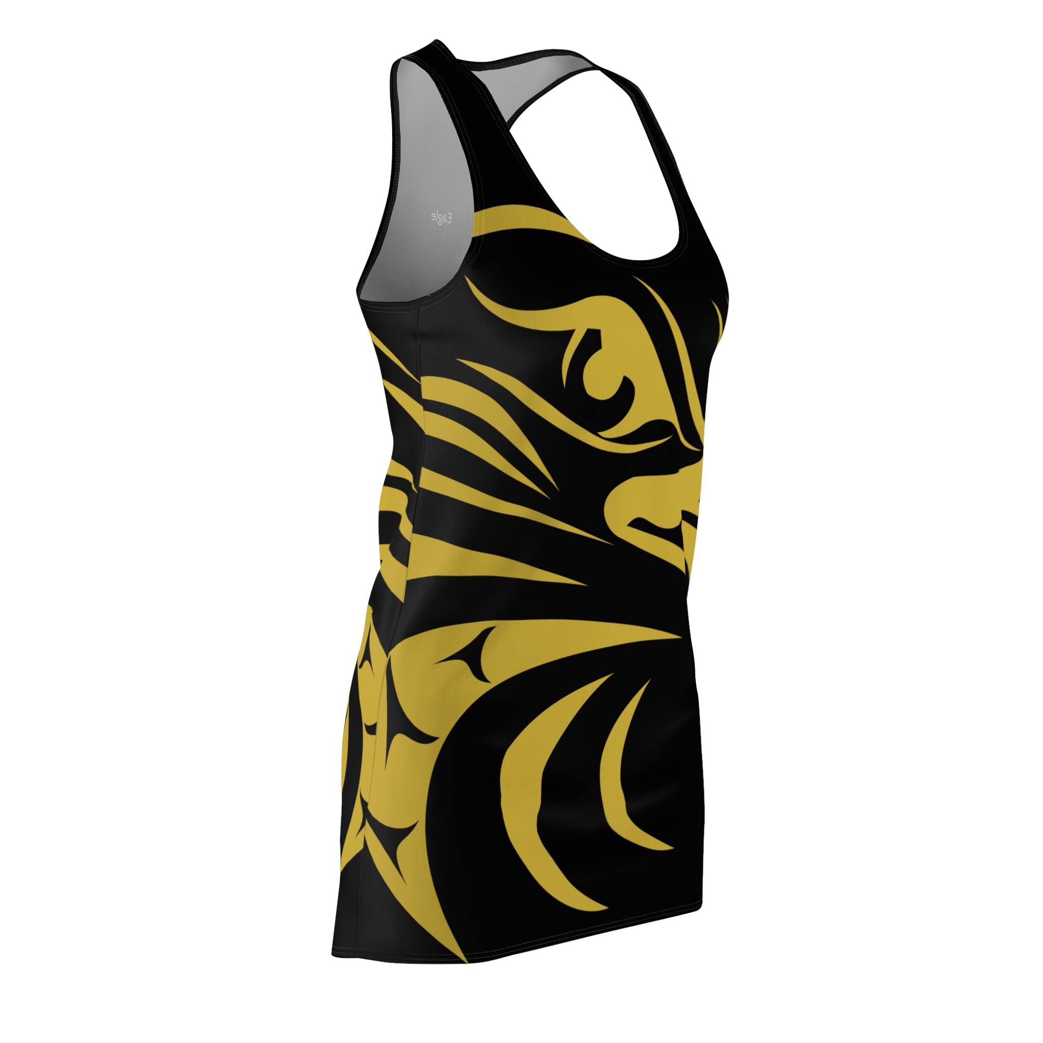 Eagle Tribal Racerback Dress — Bold Gold & Black AOP