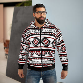 Tribal AOP Zip Hoodie, Cozy Unisex Jacket, Native Print Sweatshirt, Stylish Outdoor Wear, Festival Fashion Hoodie