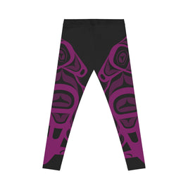 Purple Tribal Pattern Leggings — Women's All-Over Print Casual Leggings