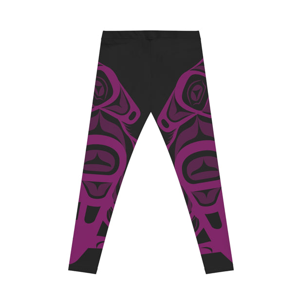 Purple Tribal Pattern Leggings — Women's All-Over Print Casual Leggings