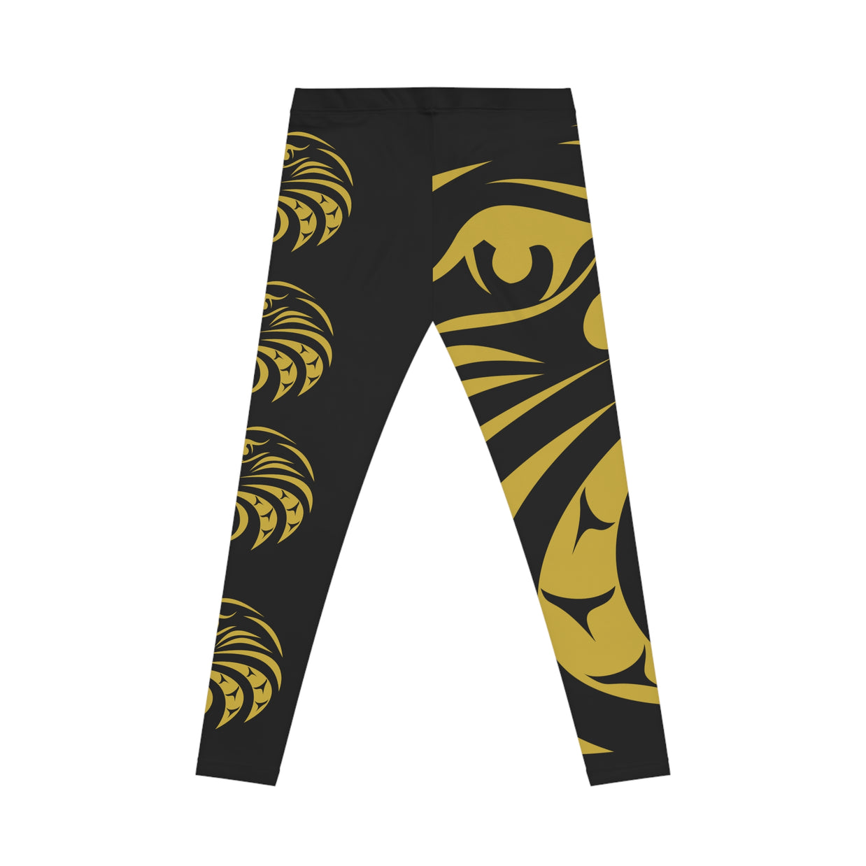 Gold Eagle head Leggings — Black & Metallic Floral Tribal AOP Leggings