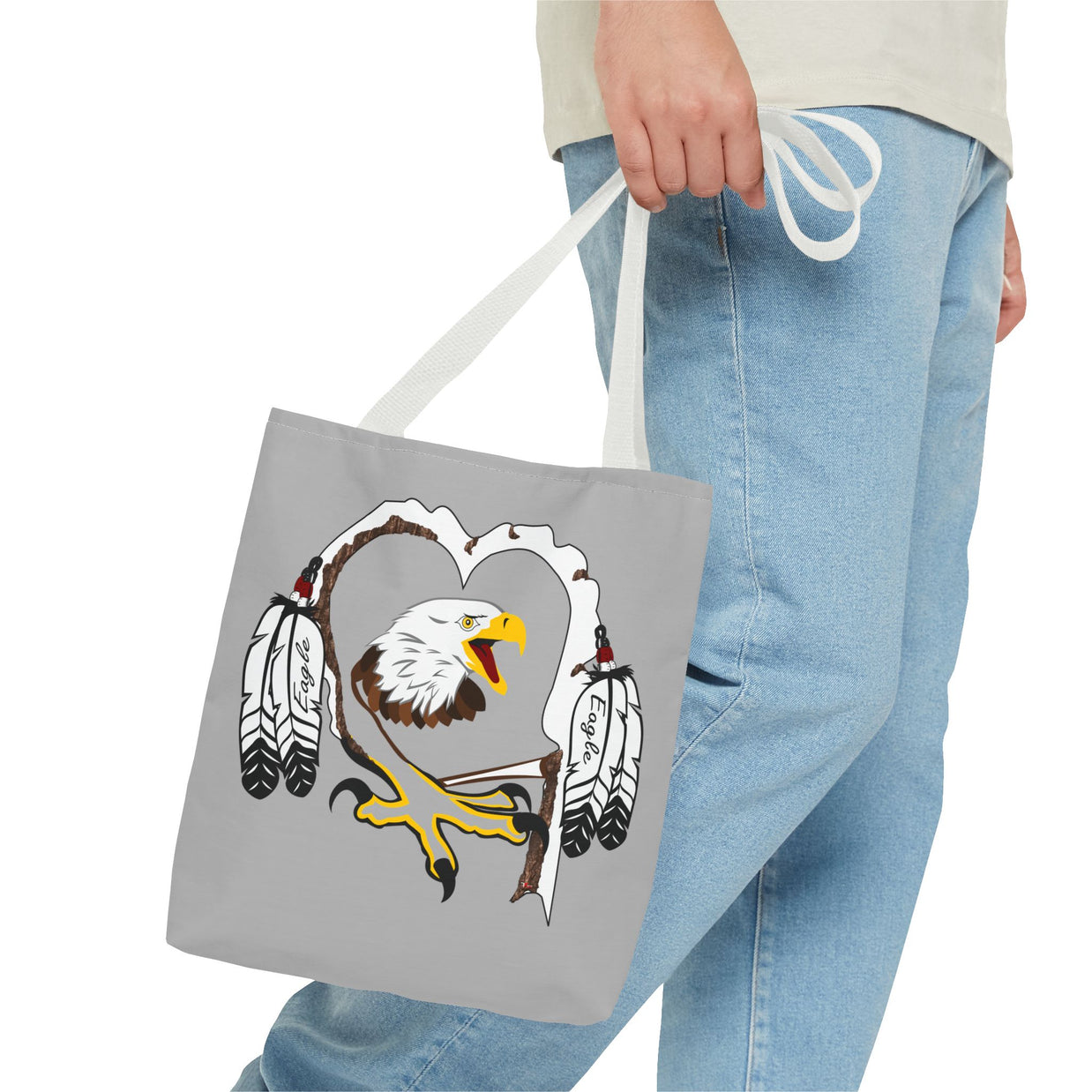 Eagle Feather Artisan Tote Bag, Eco-Friendly Shopping Bag, Unique Gift for Nature Lovers, Handcrafted Reusable Bag, Festivals, Travel